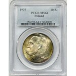 Pilsudski, 10 zloty 1939 - PCGS MS64