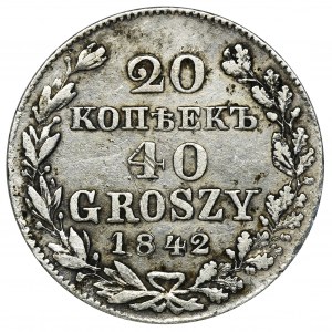 20 kopiejek = 40 groszy Warszawa 1842 MW - RZADKIE