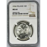 Pilsudski, 10 zloty 1936 - NGC MS64