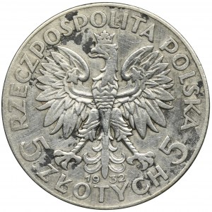 Głowa Kobiety, 5 złotych Warszawa 1932 - RZADKIE