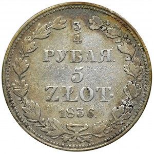 3/4 rubel = 5 zloty Warsaw 1836 MW