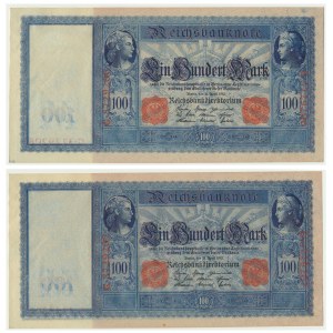 Niemcy, zestaw 100 marek 1910 (2 szt.) - kolejne numery