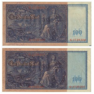 Germany, set of 100 mark 1910 (2 pcs.) - next numbers