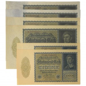 Niemcy, zestaw 10.000 marek 1922 (6 szt.) - różne warianty