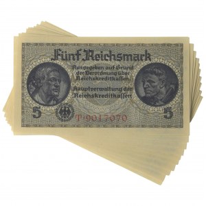 Niemcy, Zestaw 5 Reichsmark (1939-44) - kolejne numery - (10 szt.)
