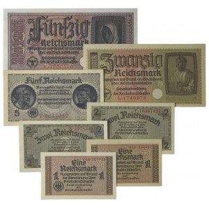 Niemcy, zestaw 1-50 Reichsmark (1939-44) (7 szt.)