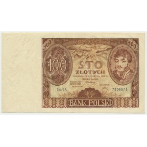 100 złotych 1932 - Ser.BA. - bez dodatkowych znaków wodnych