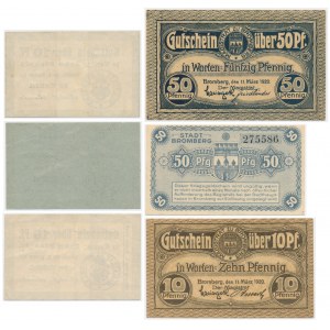Bydgoszcz, set of vouchers 10 - 50 fenig 1916-20 (6 pieces).