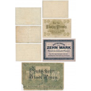 Poznań, set of 1-50 fenigs and 5-10 marks 1917-18 (7 pieces).