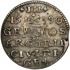Zygmunt III Waza, Trojak Ryga 1590 - RZADKI, duża głowa