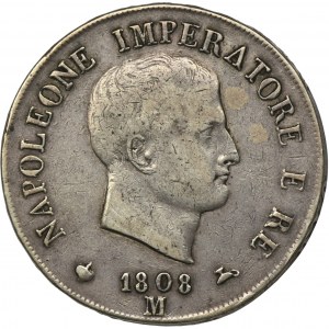 Włochy, Królestwo Włoch, Napoleon I, 5 Lirów Mediolan 1808 M