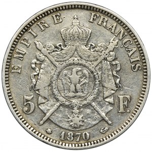 Francja, Napoleon III, 5 Franków Paryż 1870 A