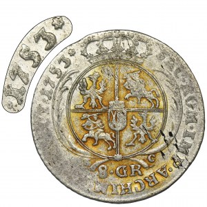 Augustus III of Poland, 8 Groschen Leipzig 1753 - UNLISTED, with star