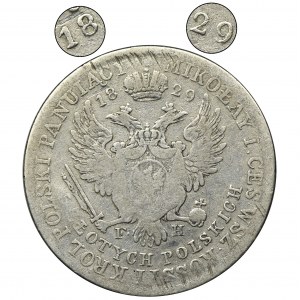 Królestwo Polskie, 5 Złotych Warszawa 1829 FH - RZADSZE