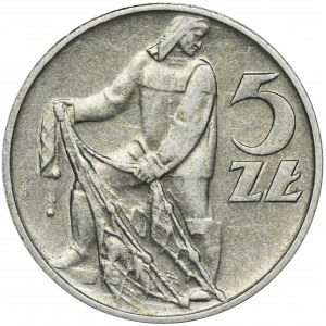 5 złotych 1958 Rybak - wąska ósemka