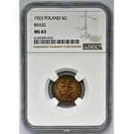 5 groszy 1923 Mosiądz - NGC MS63