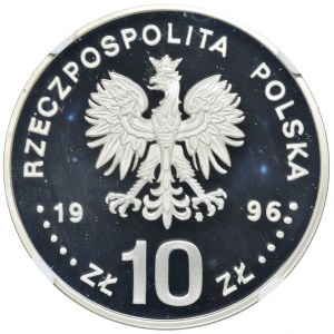 10 złotych 1996 Zygmunt II August, Półpostać - NGC PF67 ULTRA CAMEO - RZADKA