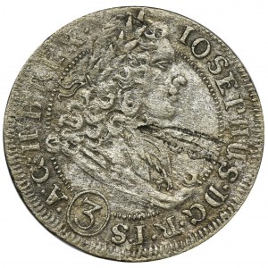 Silesia, Joseph I, 3 Kreuzer Breslau 1706 FN