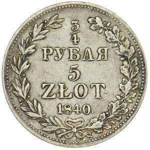 3/4 rubel = 5 zloty Warsaw 1840 MW