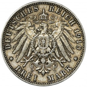 Germany, Bavaria, Otto, 3 Mark Munich 1910 D