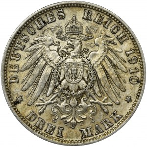 Germany, Bavaria, Otto, 3 Mark Munich 1910 D