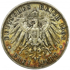 Germany, Bavaria, Otto, 3 Mark Munich 1908 D