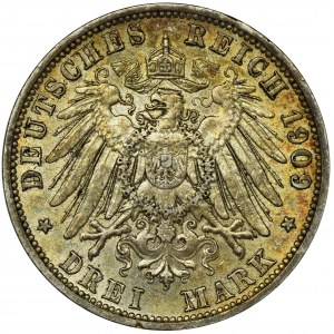 Germany, Kingdom of Prussia, Wilhelm II, 3 Mark Berlin 1909 A