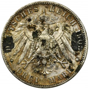 Germany, Kingdom of Prussia, Wilhelm II, 3 Mark Berlin 1908 A