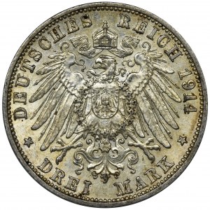 Germany, Baden, Friedrich II, 3 Mark Karlsruhe 1910 G