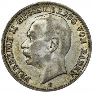 Germany, Baden, Friedrich II, 3 Mark Karlsruhe 1911 G