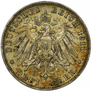 Germany, Baden, Friedrich II, 3 Mark Karlsruhe 1911 G