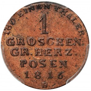 Grand Duchy of Posen, Friedrich Wilhelm III, 1 Groschen Breslau 1816 B - PCGS AU DETAILS
