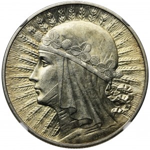 Głowa Kobiety, 10 złotych Londyn 1932 - NGC AU58