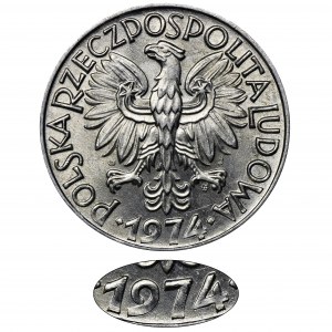 5 złotych 1974 Rybak - płaska data