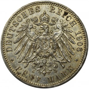 Germany, Prussia Kingdom, Wilhelm II, 5 Mark Berlin 1908 A