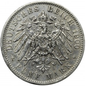Germany, Kingdom of Prussia, Wilhelm II, 5 Mark Berlin 1900 A