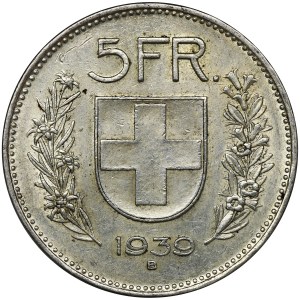 Switzerland, 5 Francs Berno 1939 B