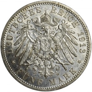 Germany, Kingdom of Prussia, Wilhelm II, 5 Mark Berlin 1913 A
