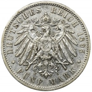 Germany, Württemberg, Wilhelm II, 5 mark Stuttgart 1895 F