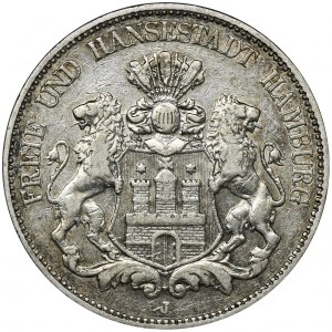 Germany, Hamburg, 5 Mark 1898 J