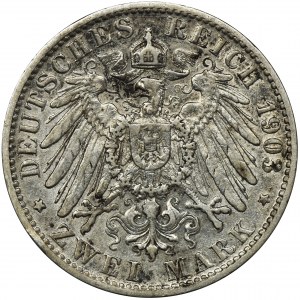 Germany, Wirtemberg, Wilhelm II, 2 Mark Stuttgart 1903 F
