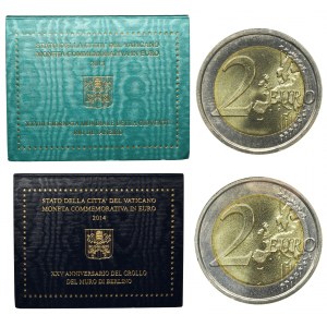 Zestaw, Watykan, 2 Euro 2013 i 2014 (2 szt.) - oryginalne etui