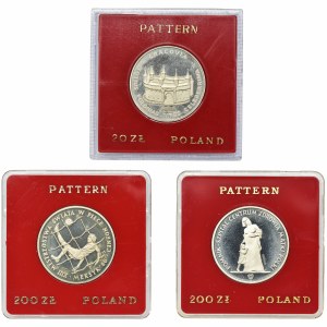 PRÓBY, Zestaw, PRL, 20 i 200 złotych (3 szt.)