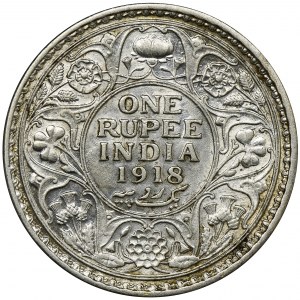 India, George V, 1 Rupee Bombay 1918