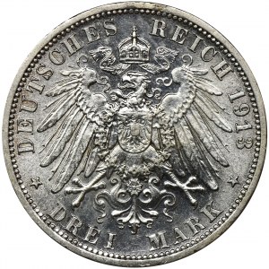 Germany, Prussia, William II, 3 Mark Berlin 1913 A