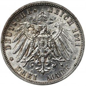 Germany, Baden, Friedrich II, 3 Mark Karlsruhe 1911 G