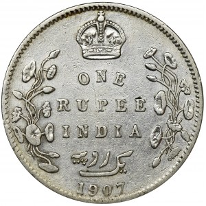 India, Edward VII, 1 Rupee Kolkata 1907