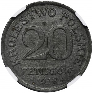 Polish Kingdom, 20 pfennig 1918 - NGC MS63