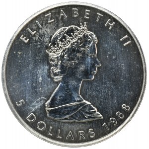 Canada, Elizabeth II, 5 Dollars 1988 - mapple leaf