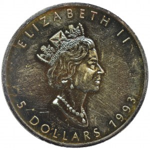 Canada, Elizabeth II, 5 Dollars 1993 - mapple leaf